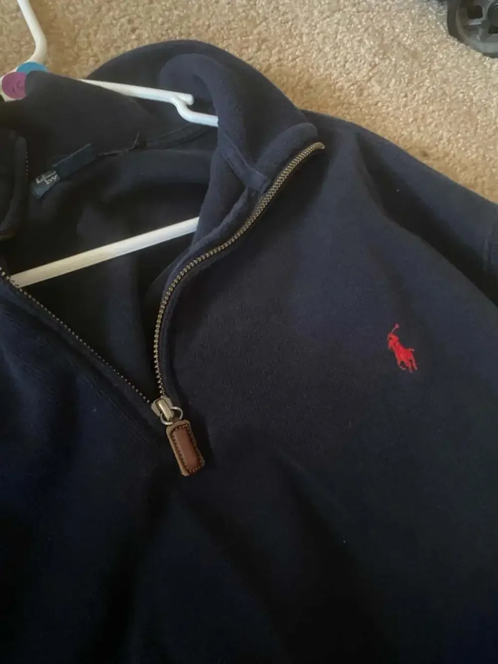 Vintage Polo Ralph Lauren 1/4 Zip Navy Blue XXL 90s Made In USA 100% cotton